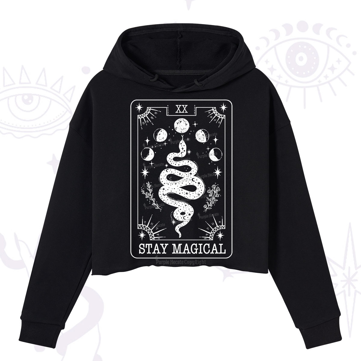 Purplehecate The Stay Magical Tarot Crop Hoodie