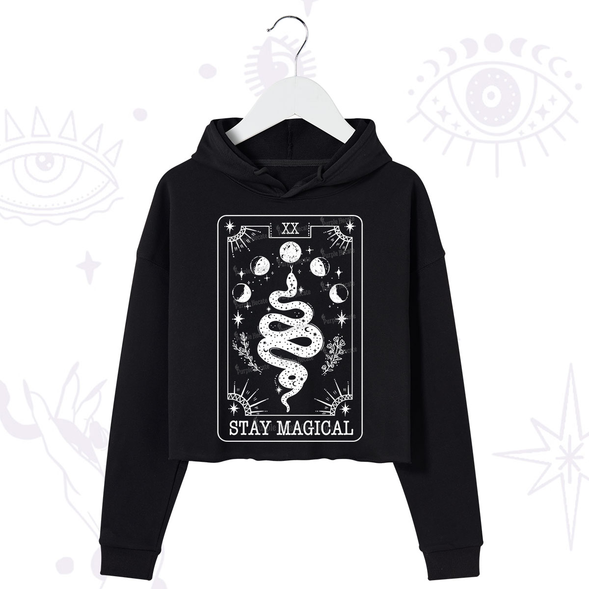 Purplehecate The Stay Magical Tarot Crop Hoodie