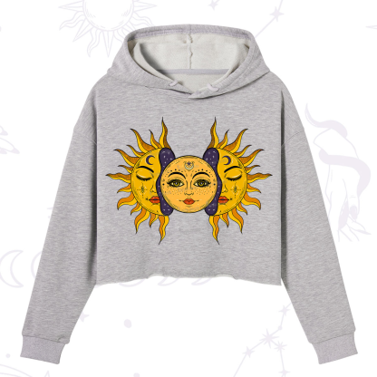 Purplehecate Celestial Twin Suns Crop Hoodie