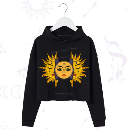 Purplehecate Celestial Twin Suns Crop Hoodie