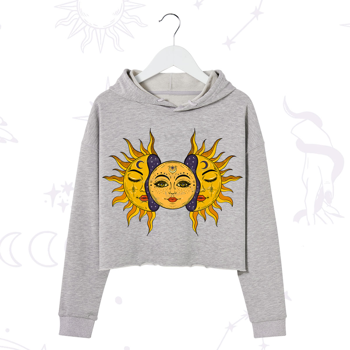 Purplehecate Celestial Twin Suns Crop Hoodie