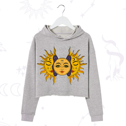 Purplehecate Celestial Twin Suns Crop Hoodie
