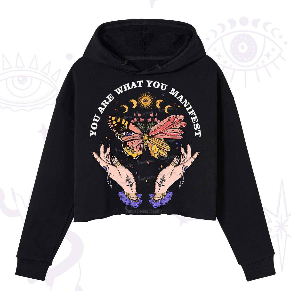 Purplehecate You Are What You Manifest Crop Hoodie