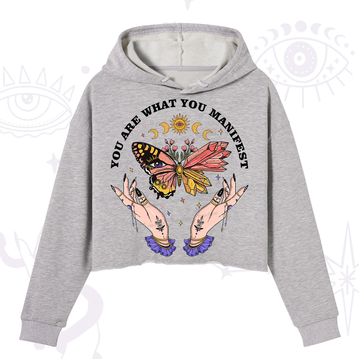 Purplehecate You Are What You Manifest Crop Hoodie