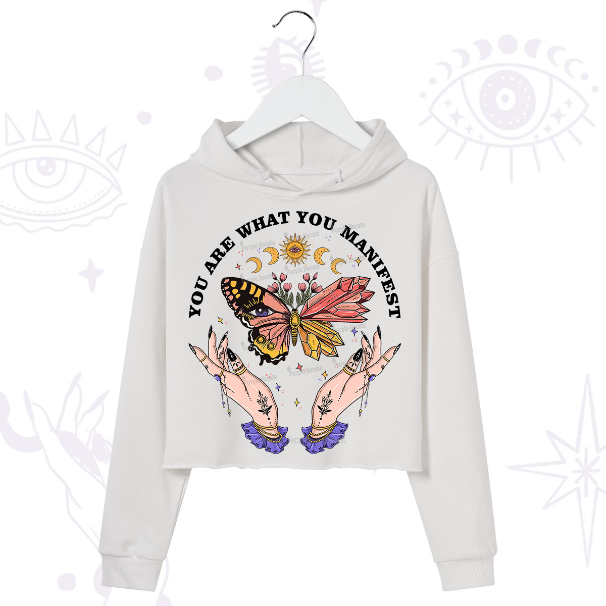 Purplehecate You Are What You Manifest Crop Hoodie