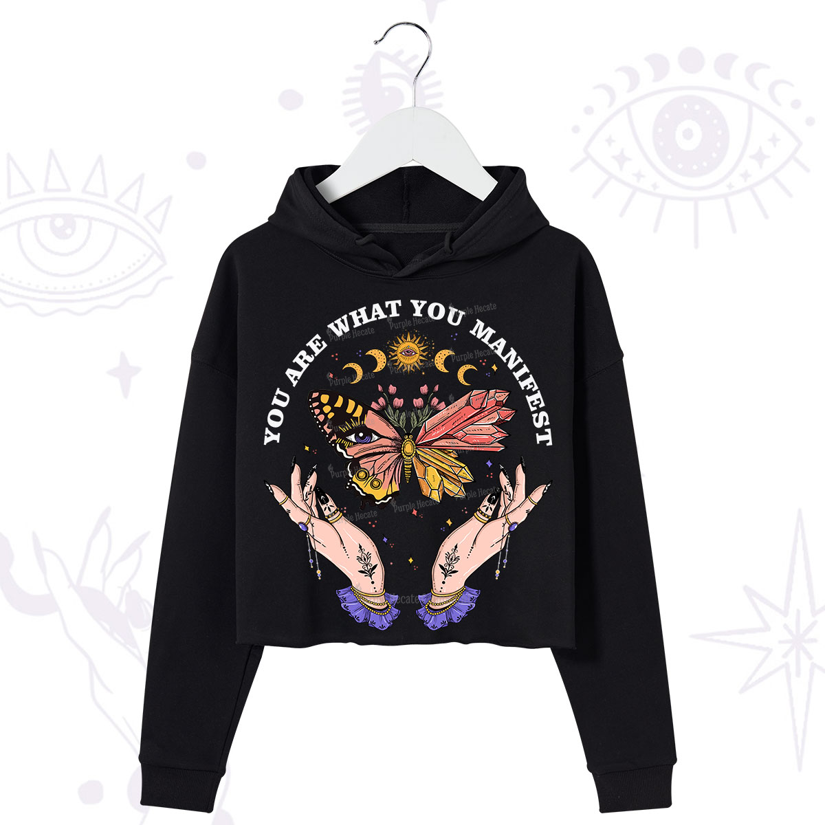 Purplehecate You Are What You Manifest Crop Hoodie