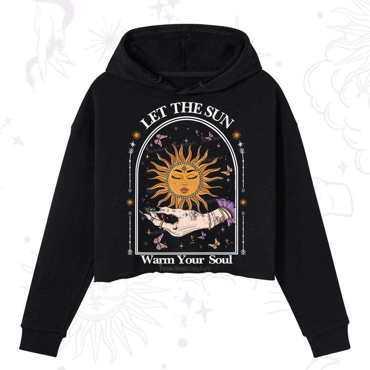 Purplehecate Let The Sun Warm Your Soul Crop Hoodie