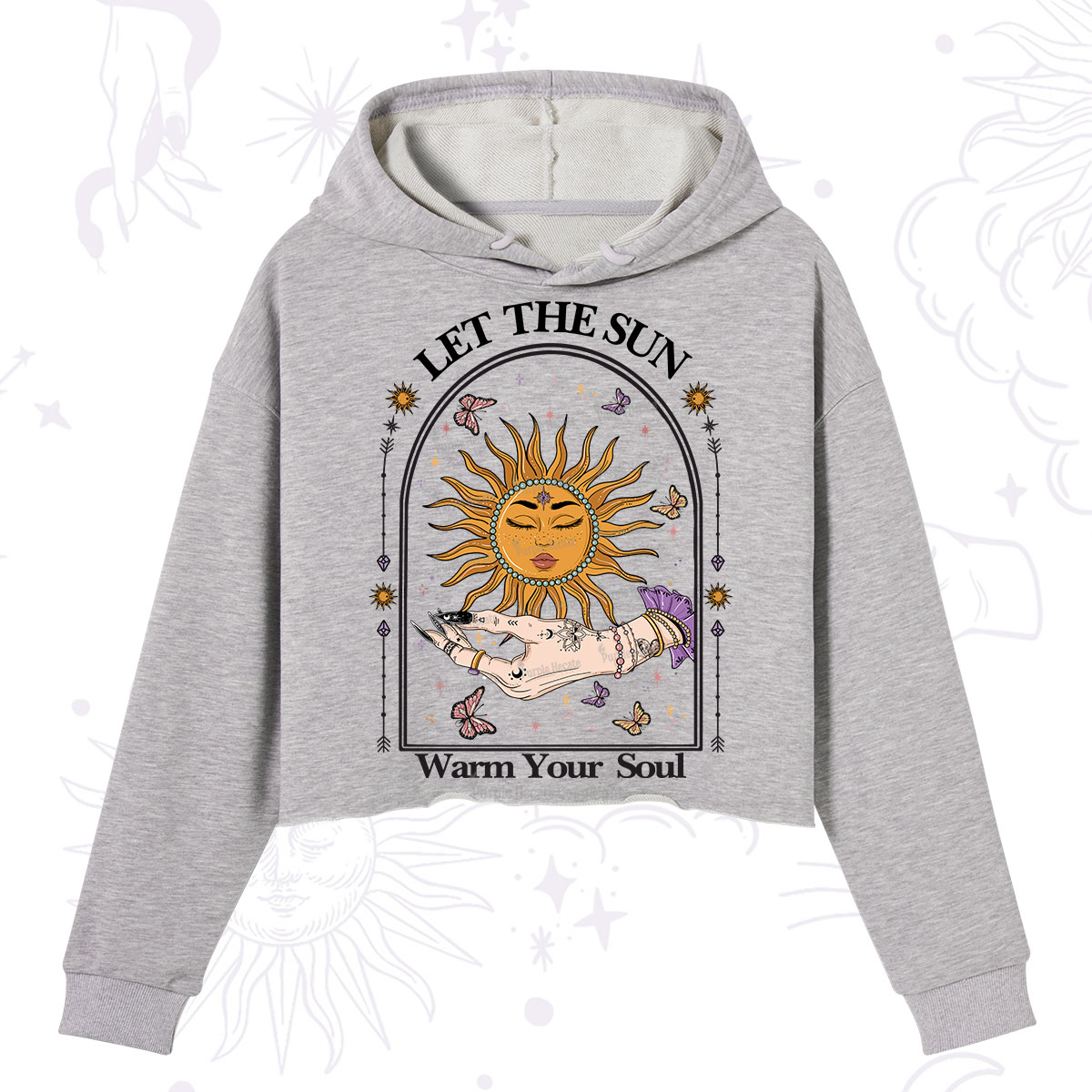 Purplehecate Let The Sun Warm Your Soul Crop Hoodie