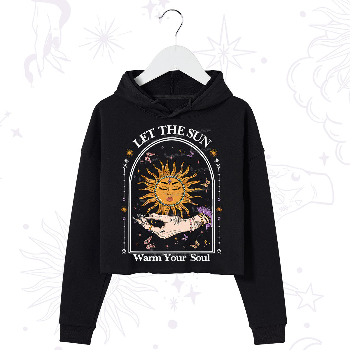 Purplehecate Let The Sun Warm Your Soul Crop Hoodie