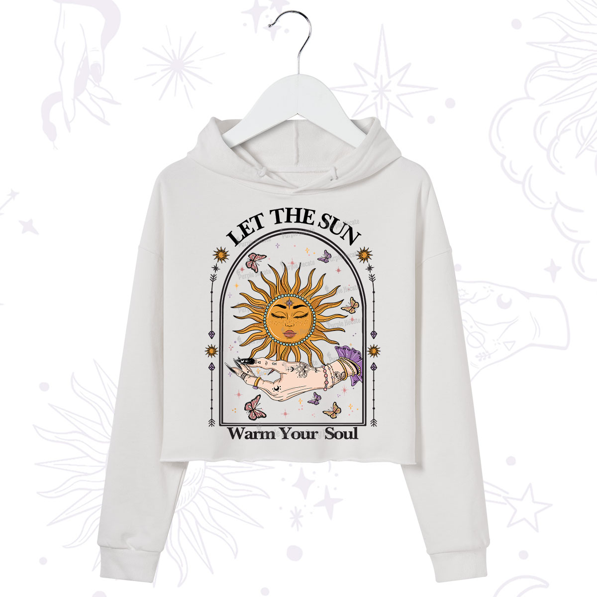 Purplehecate Let The Sun Warm Your Soul Crop Hoodie