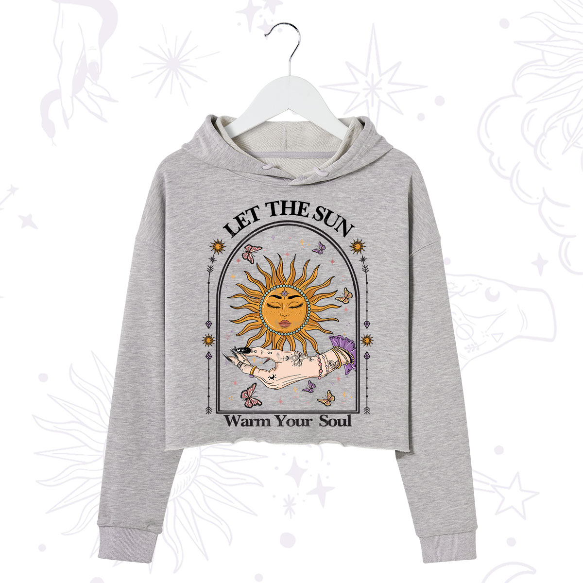Purplehecate Let The Sun Warm Your Soul Crop Hoodie