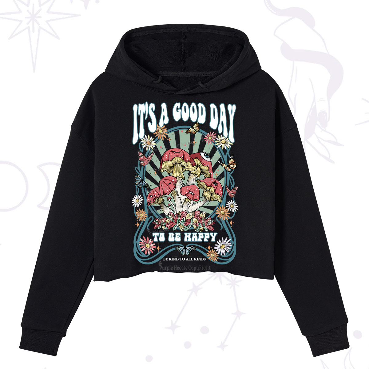 Purplehecate It's A Good Day To Be Happy Crop Hoodie
