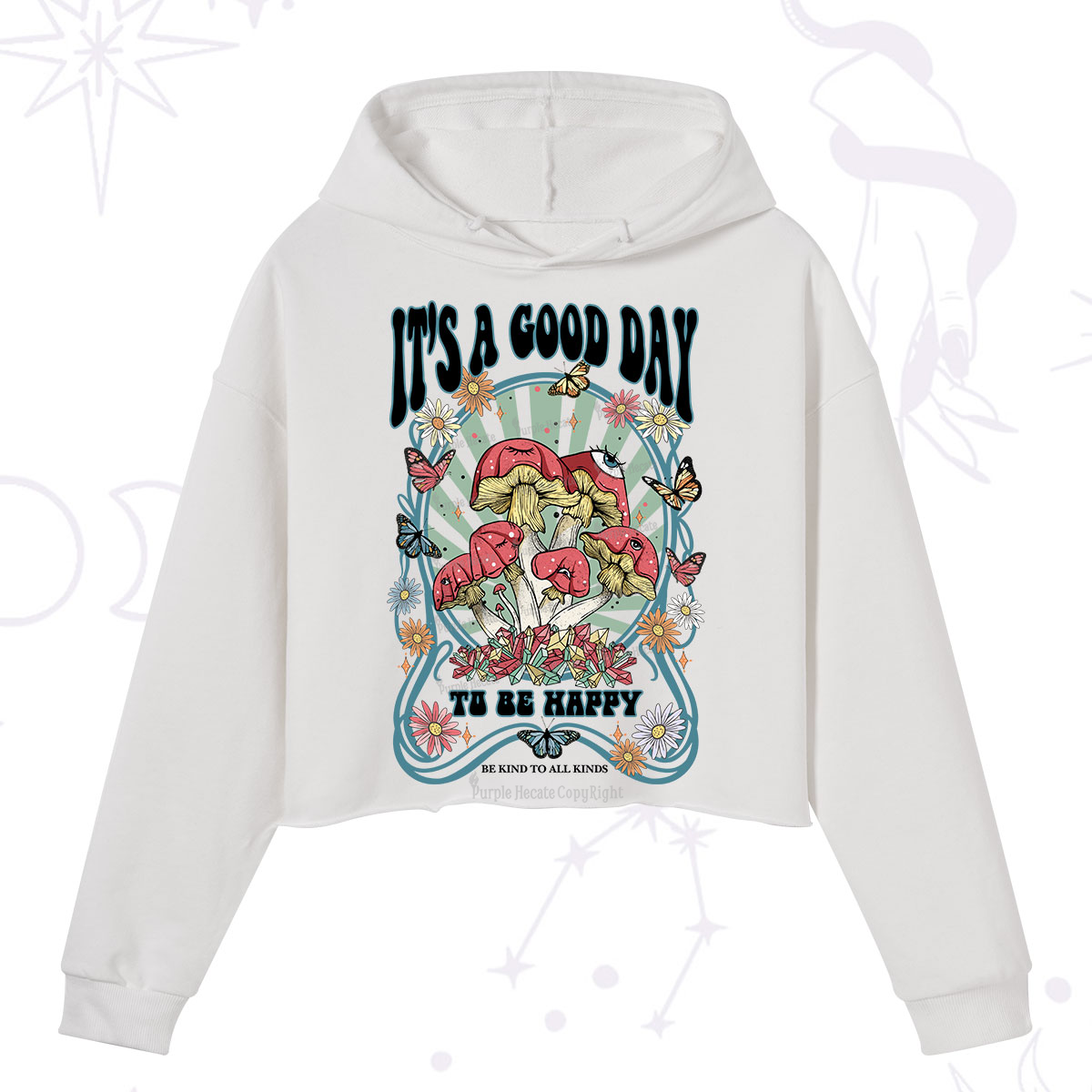 Purplehecate It's A Good Day To Be Happy Crop Hoodie