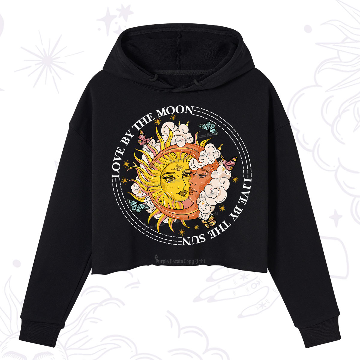 Purplehecate Live By The Sun Love By The Moon Crop Hoodie