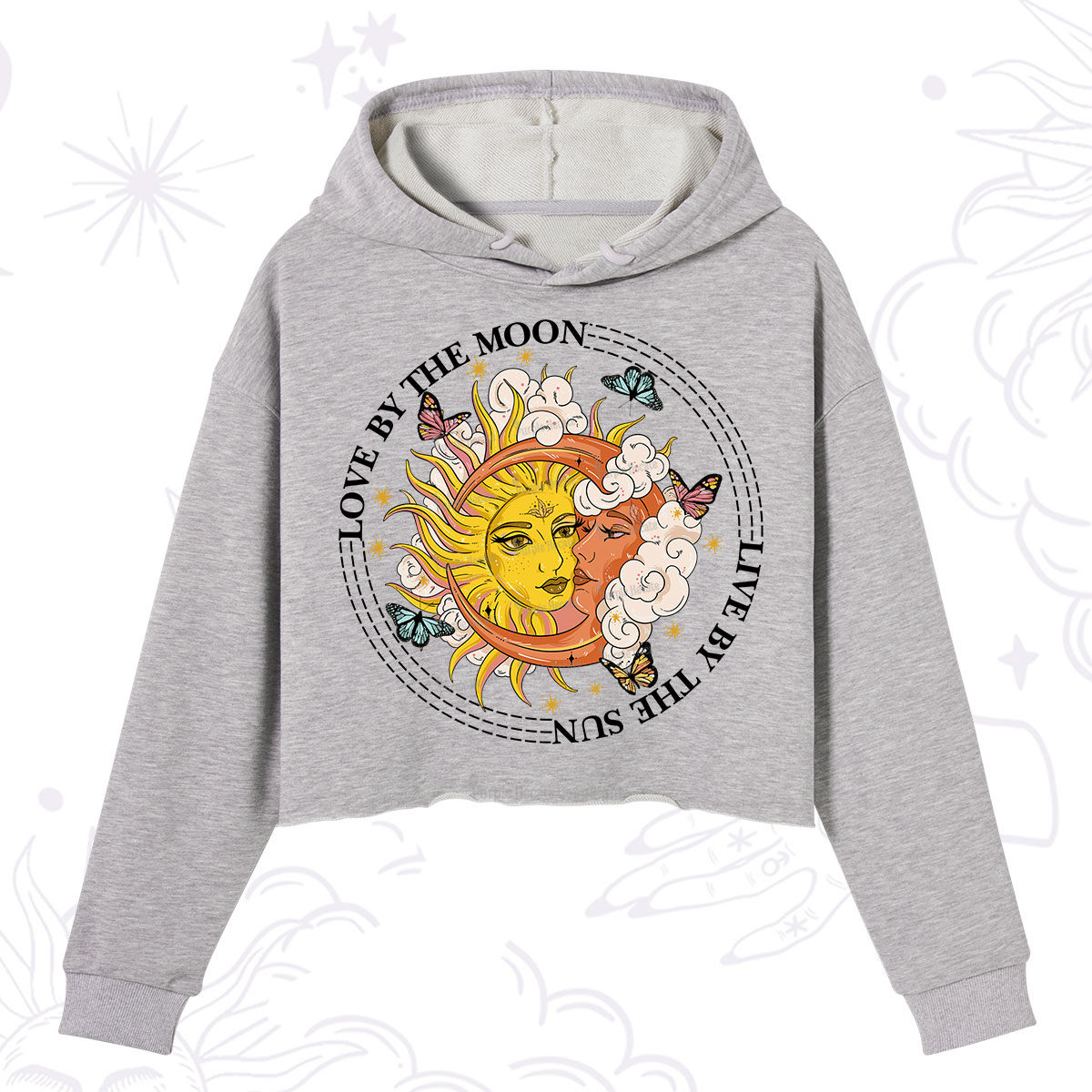 Purplehecate Live By The Sun Love By The Moon Crop Hoodie