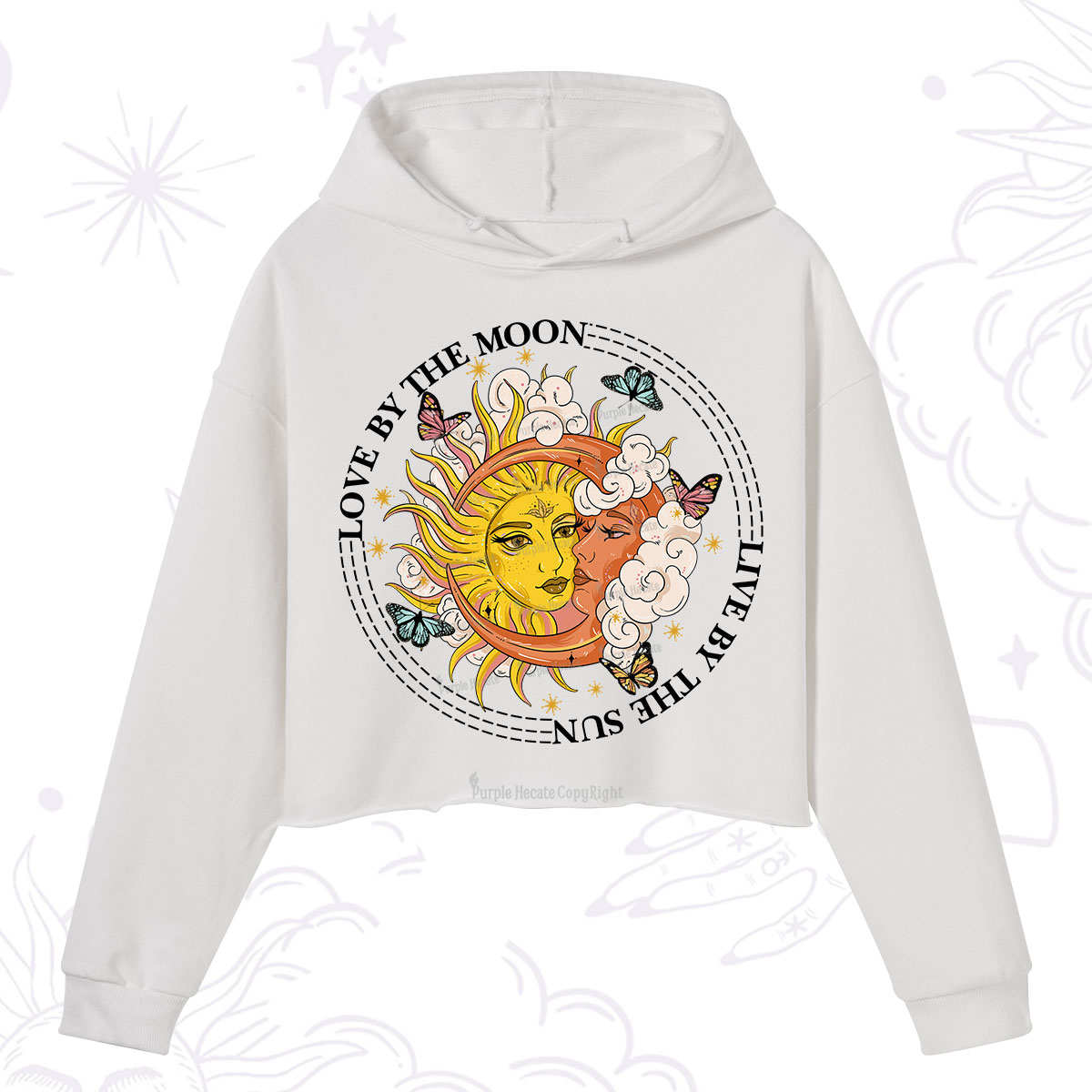 Purplehecate Live By The Sun Love By The Moon Crop Hoodie