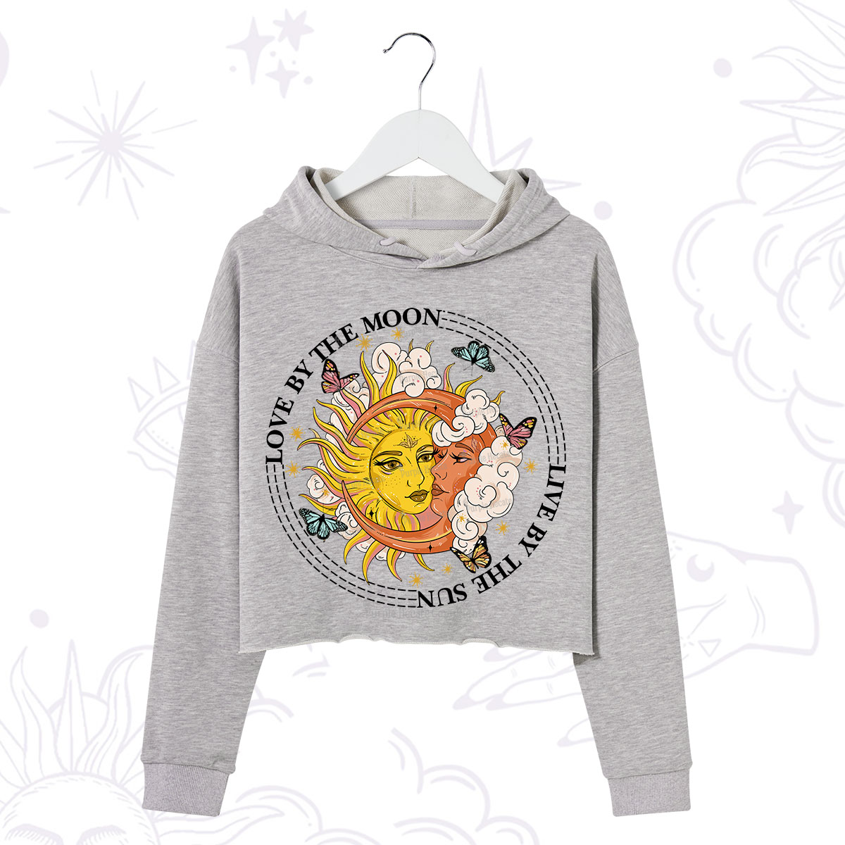 Purplehecate Live By The Sun Love By The Moon Crop Hoodie