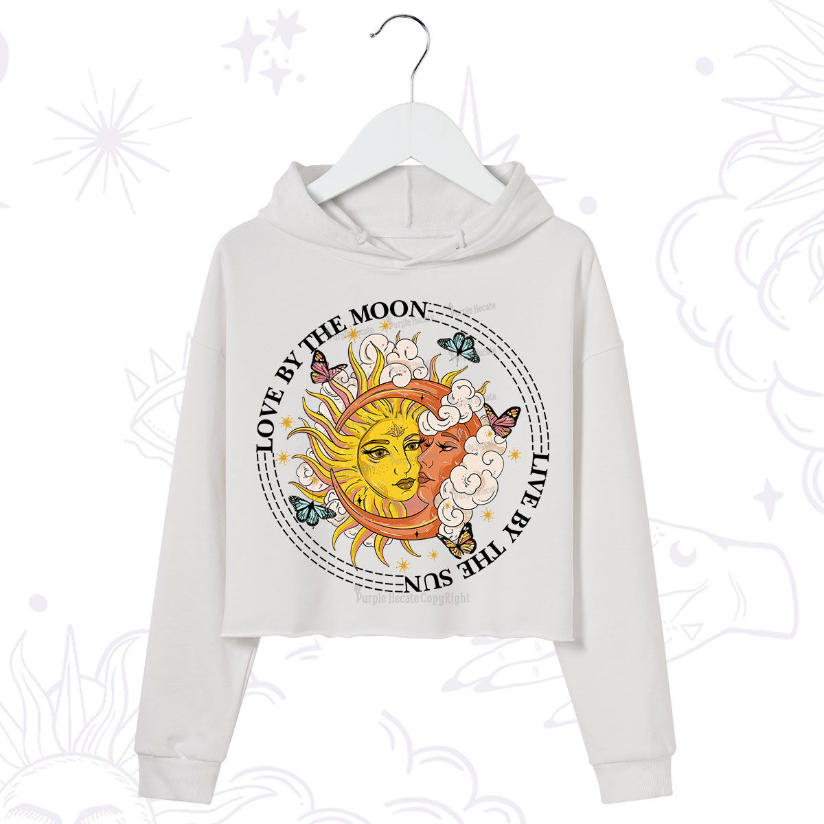 Purplehecate Live By The Sun Love By The Moon Crop Hoodie