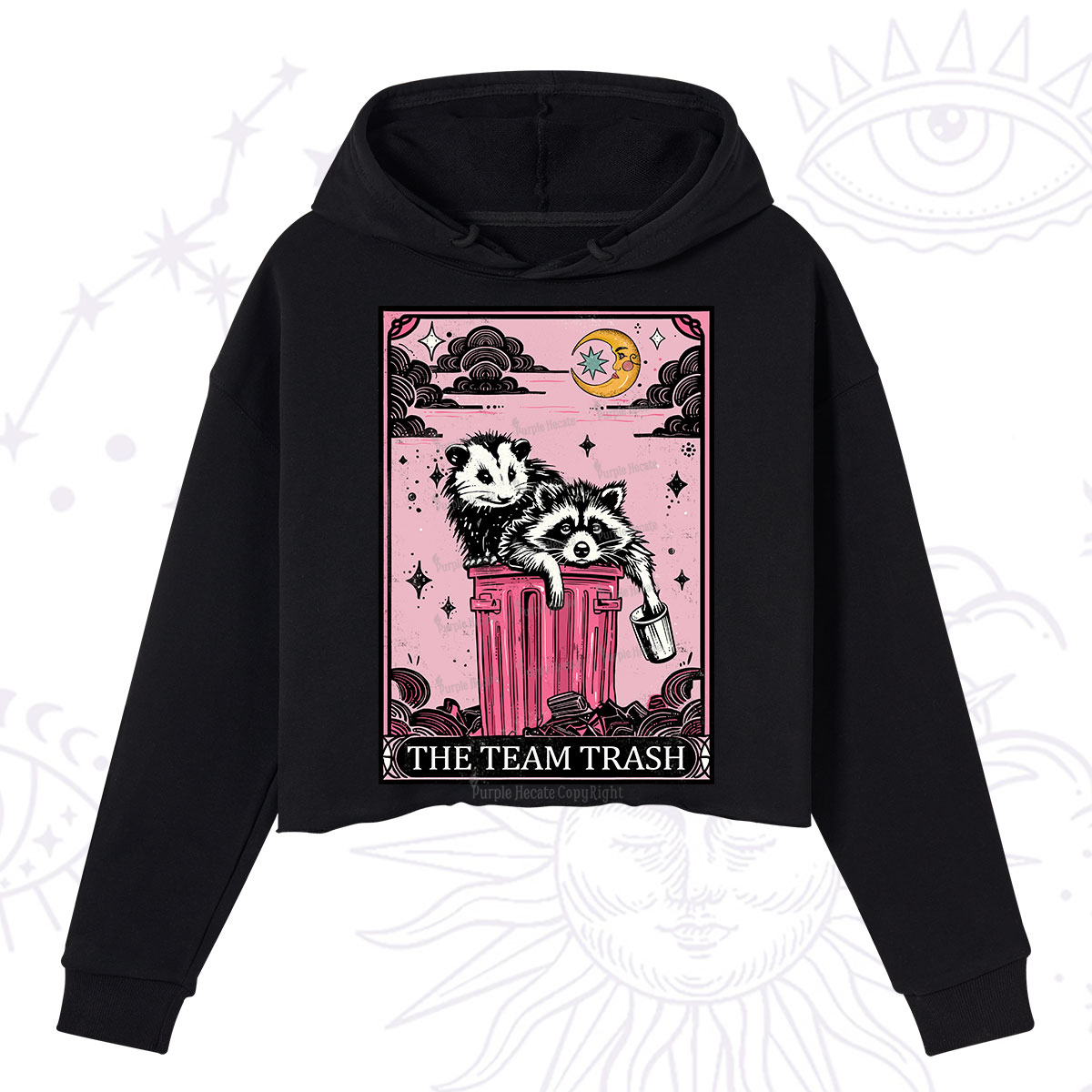 Purplehecate The Team Trash Raccoon & Possum Tarot Crop Hoodie