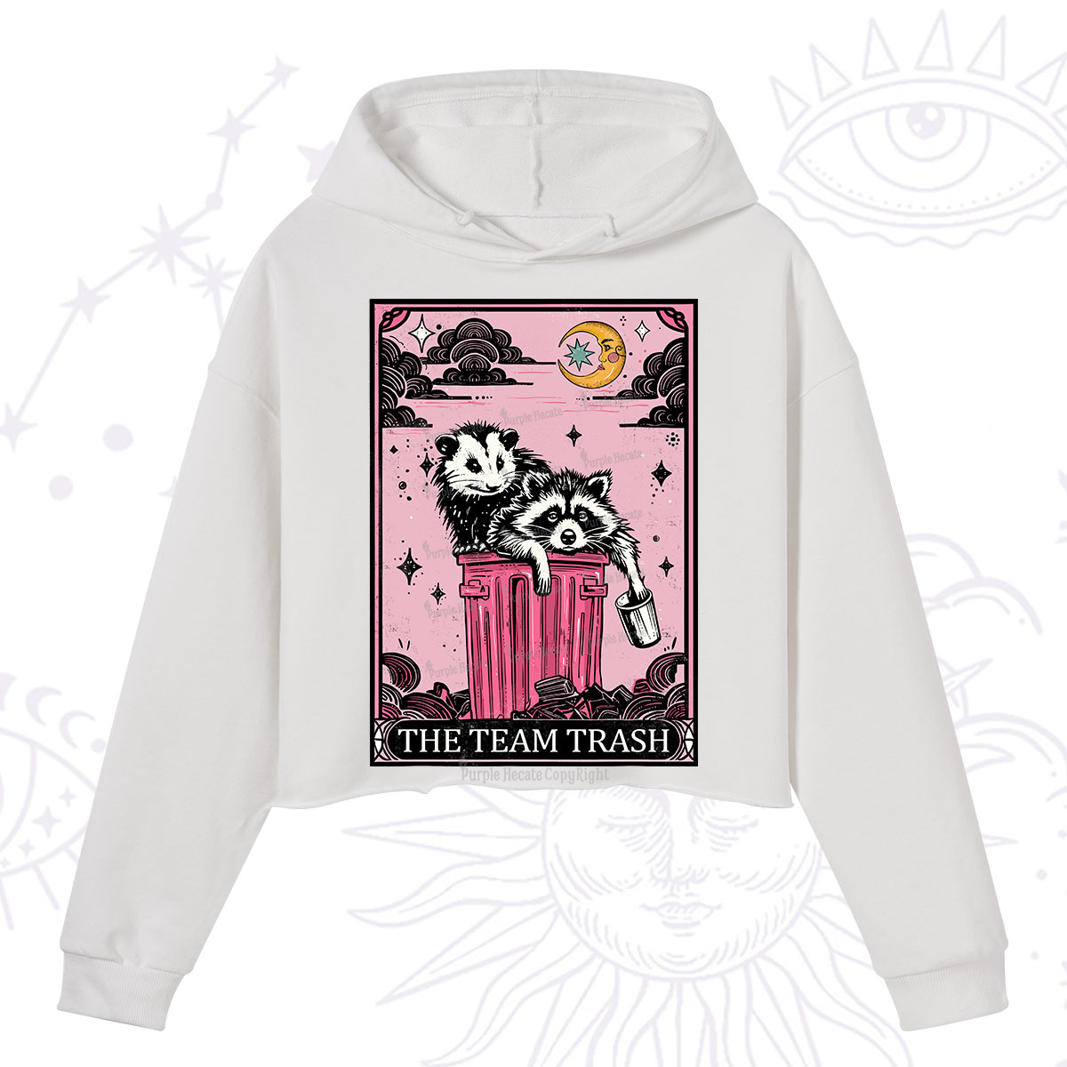 Purplehecate The Team Trash Raccoon & Possum Tarot Crop Hoodie