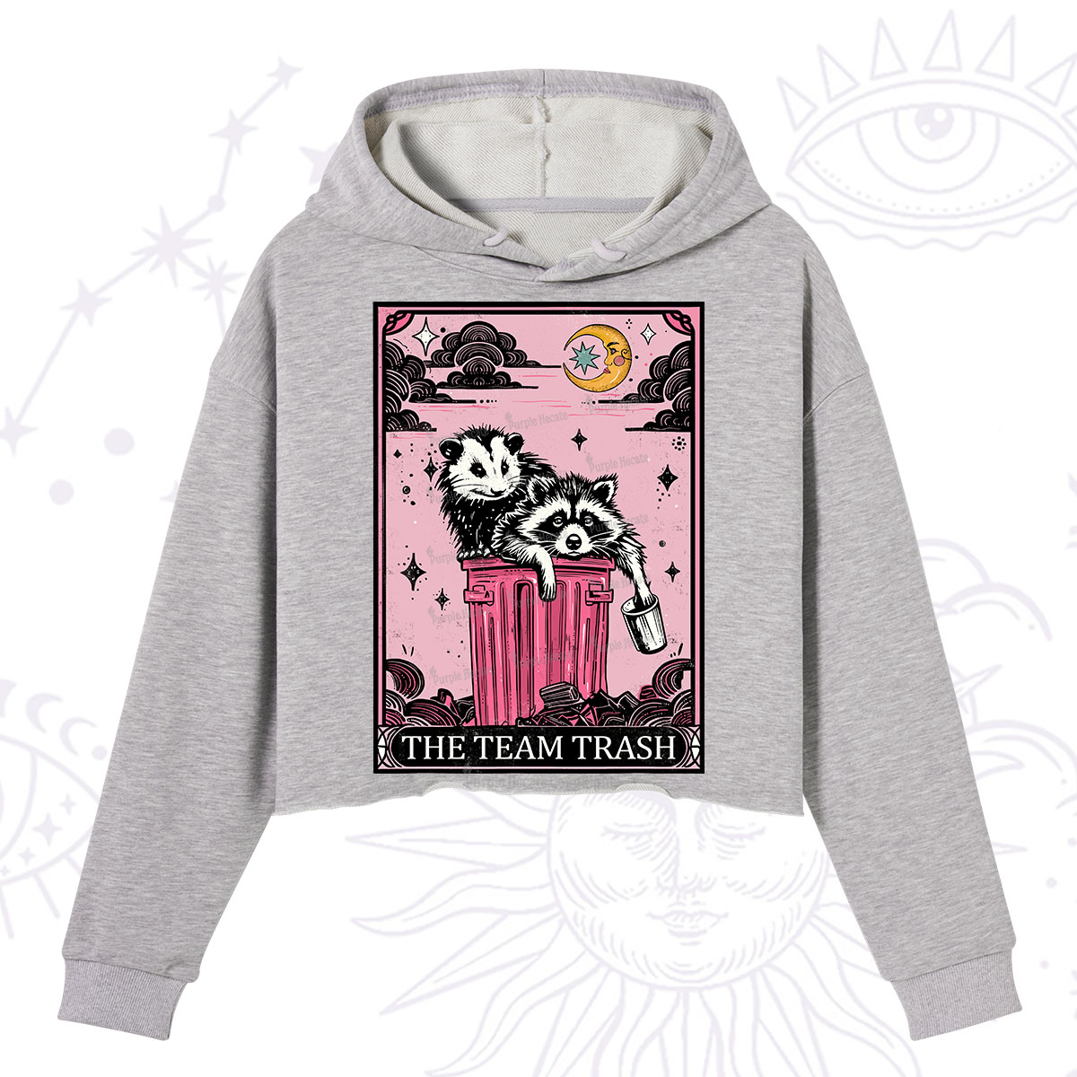 Purplehecate The Team Trash Raccoon & Possum Tarot Crop Hoodie