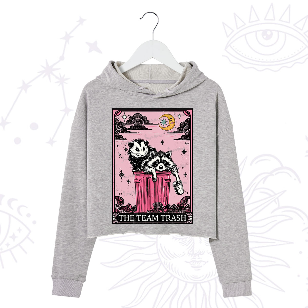 Purplehecate The Team Trash Raccoon & Possum Tarot Crop Hoodie