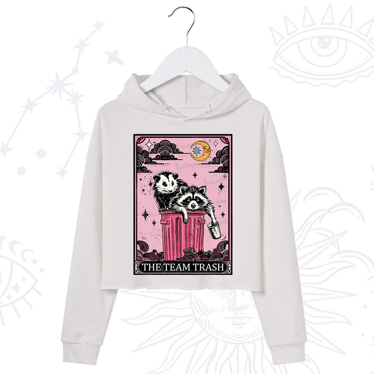 Purplehecate The Team Trash Raccoon & Possum Tarot Crop Hoodie