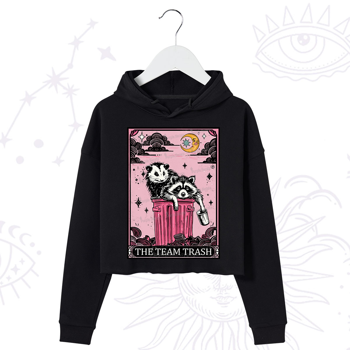 Purplehecate The Team Trash Raccoon & Possum Tarot Crop Hoodie