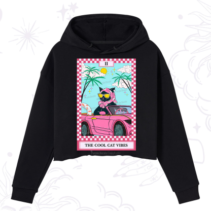 Purplehecate The Cool Cat Vibes Tarot Crop Hoodie