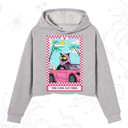 Purplehecate The Cool Cat Vibes Tarot Crop Hoodie