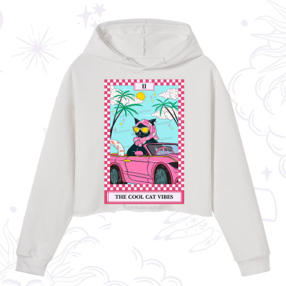 Purplehecate The Cool Cat Vibes Tarot Crop Hoodie