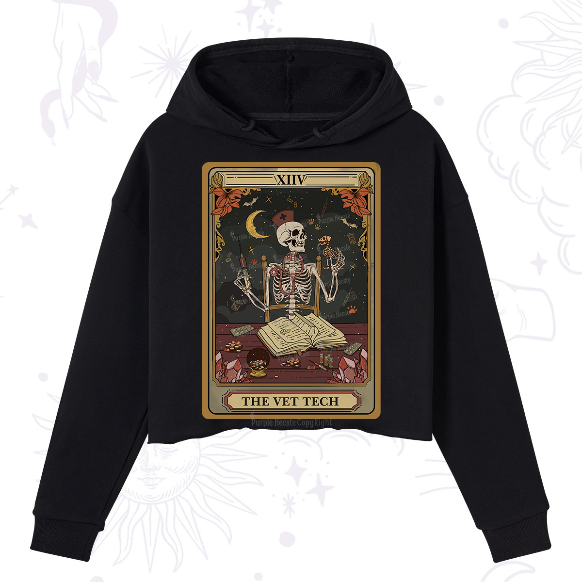 Purplehecate The Vet Tech Skeleton Tarot Crop Hoodie