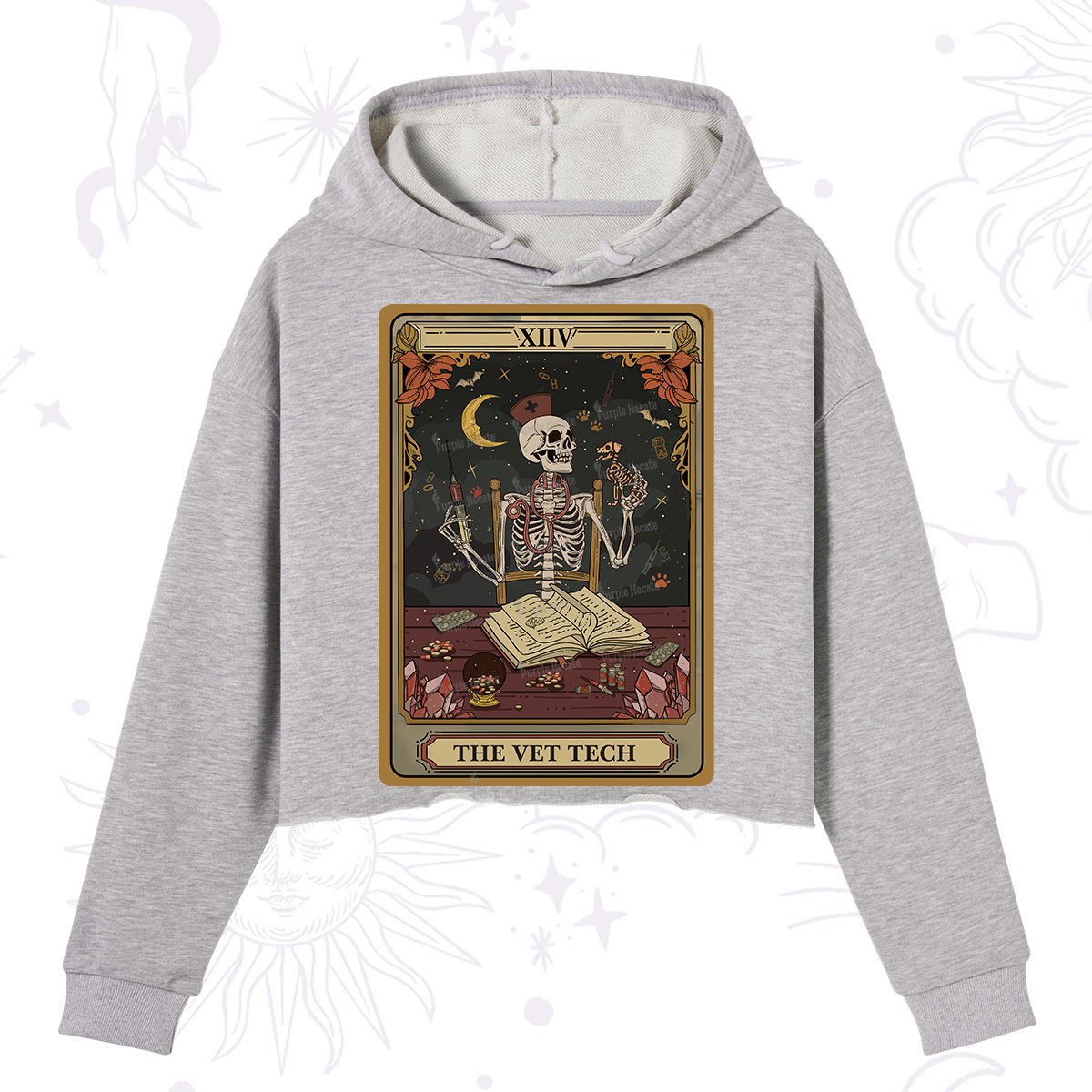 Purplehecate The Vet Tech Skeleton Tarot Crop Hoodie
