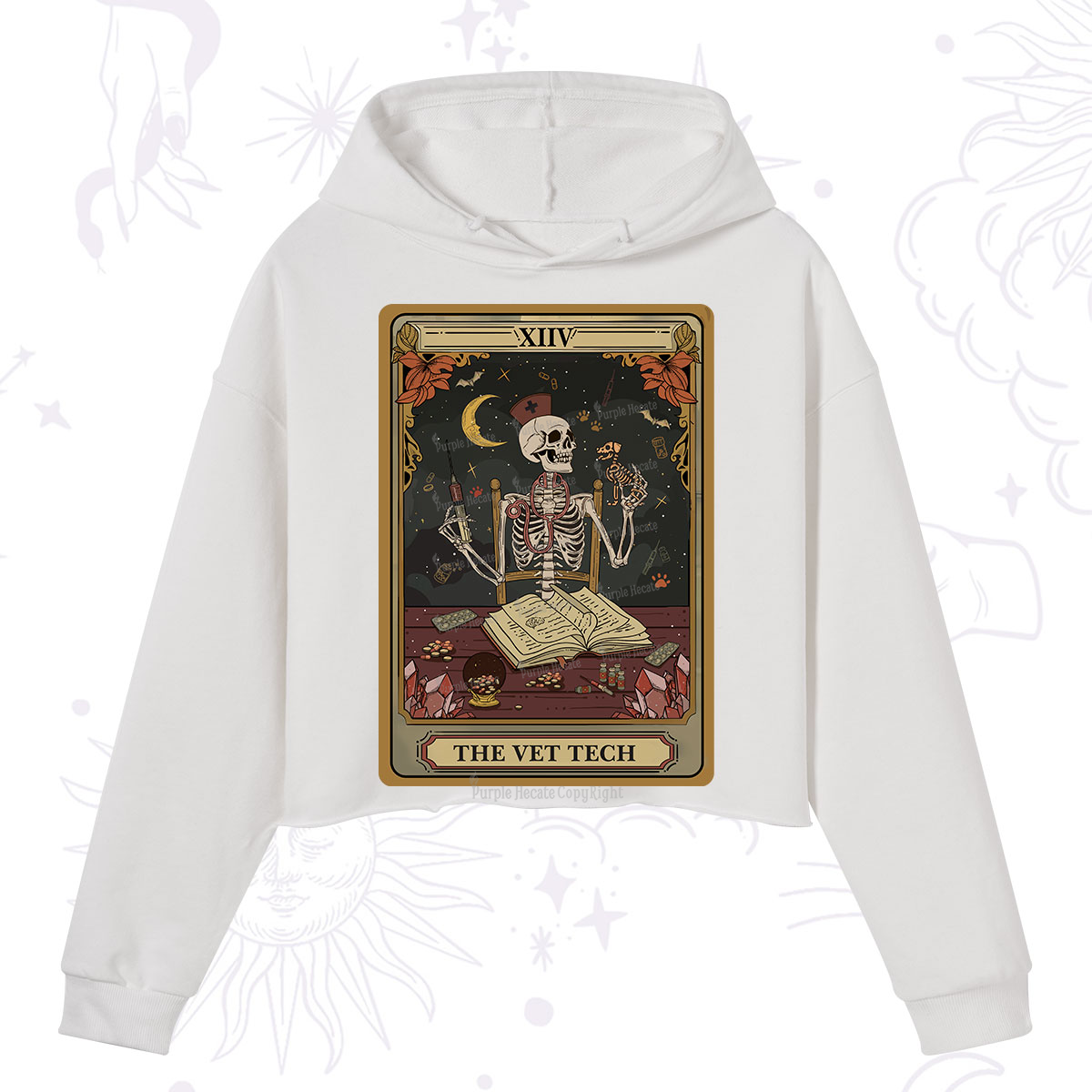 Purplehecate The Vet Tech Skeleton Tarot Crop Hoodie