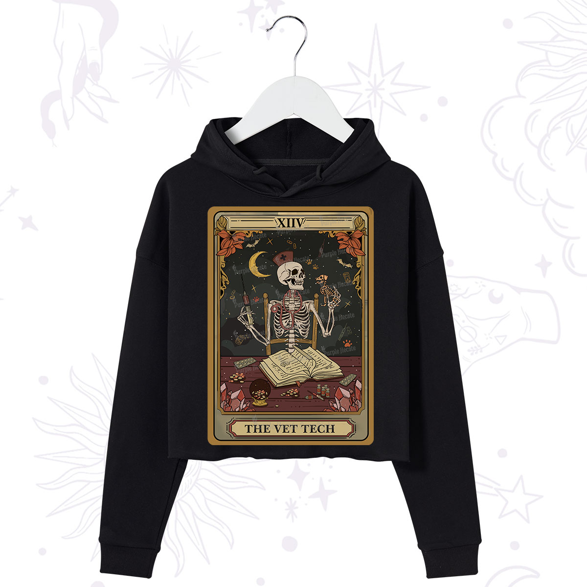 Purplehecate The Vet Tech Skeleton Tarot Crop Hoodie