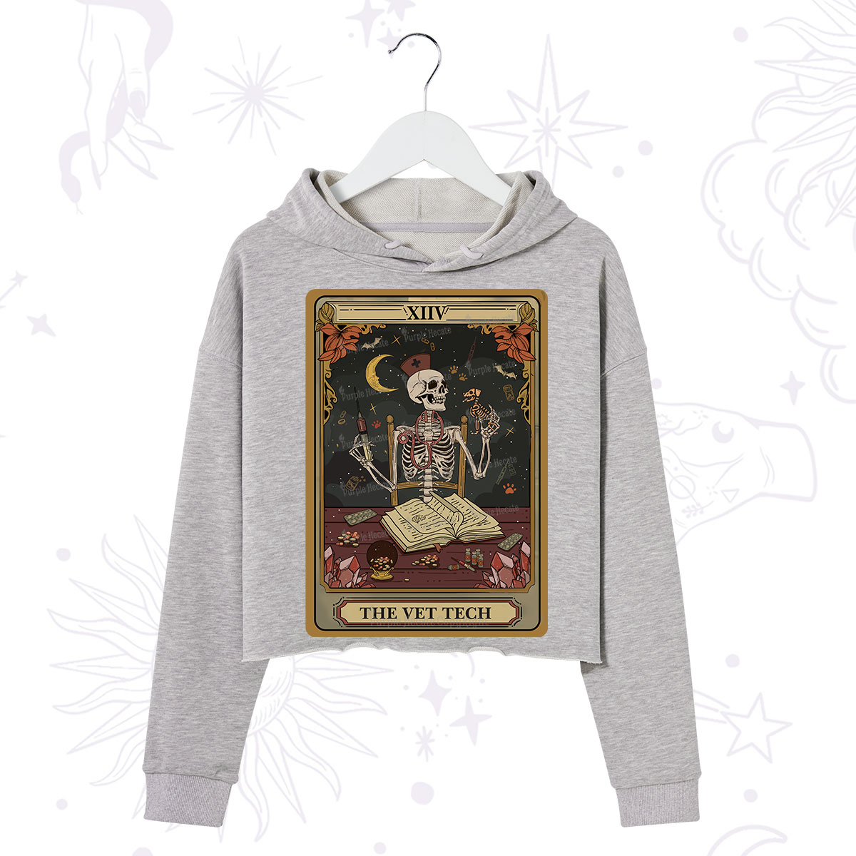 Purplehecate The Vet Tech Skeleton Tarot Crop Hoodie