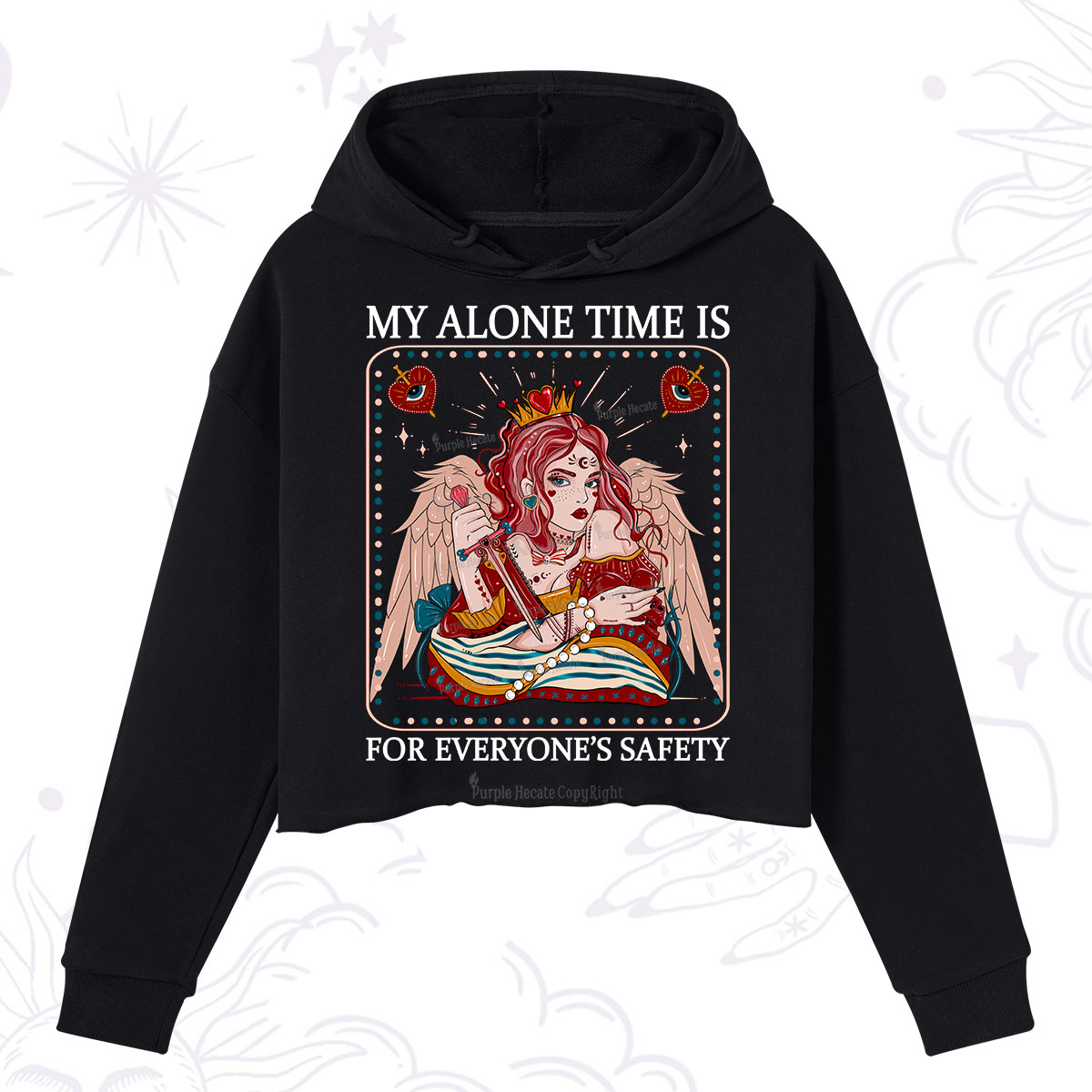 Purplehecate My Alone Time Is For Everyone's Safety Crop Hoodie