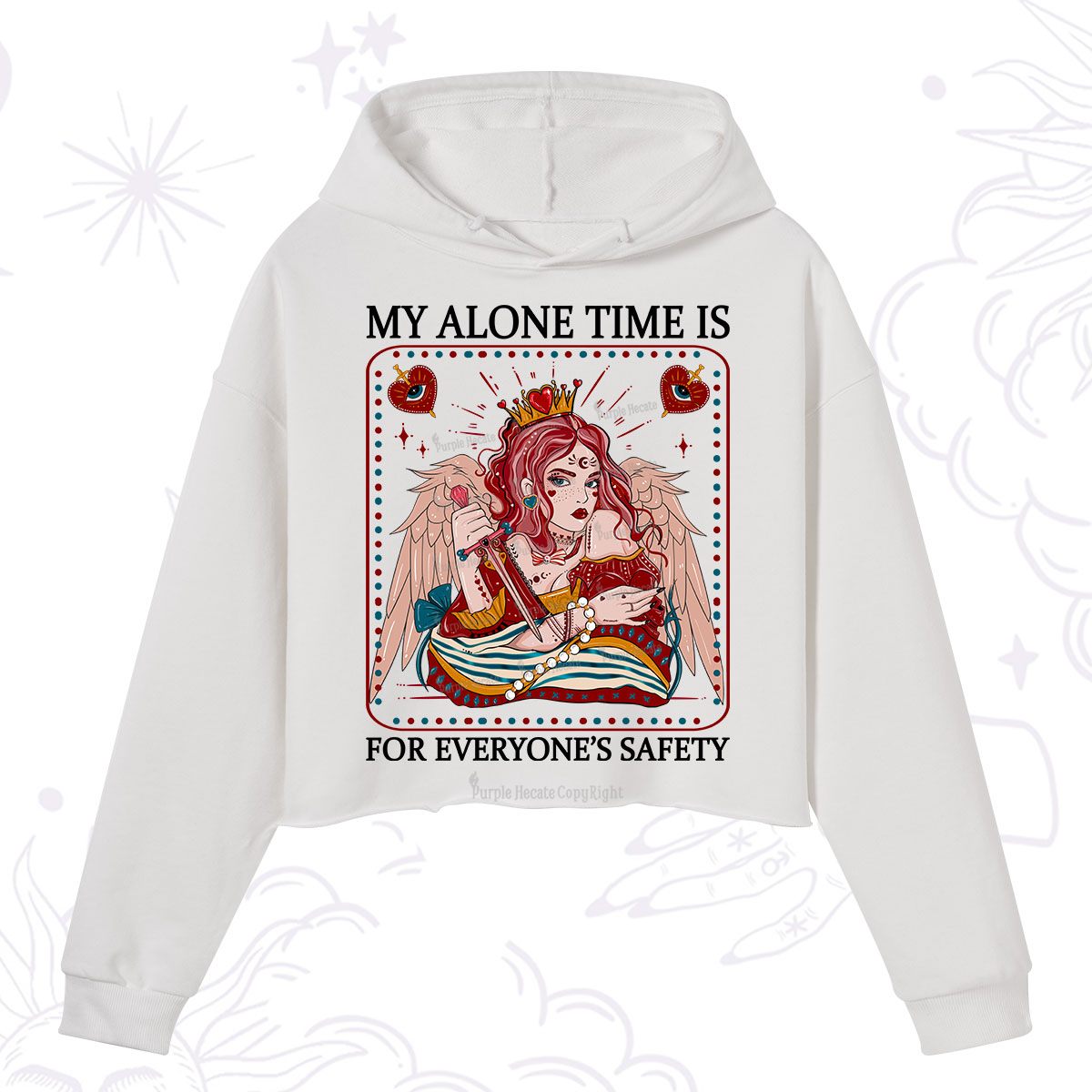Purplehecate My Alone Time Is For Everyone's Safety Crop Hoodie