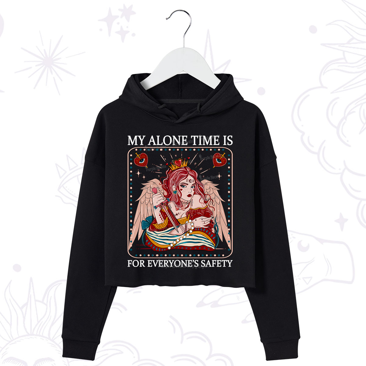 Purplehecate My Alone Time Is For Everyone's Safety Crop Hoodie