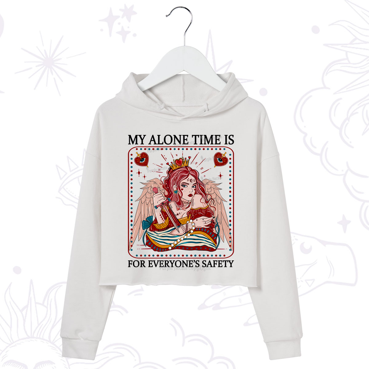 Purplehecate My Alone Time Is For Everyone's Safety Crop Hoodie