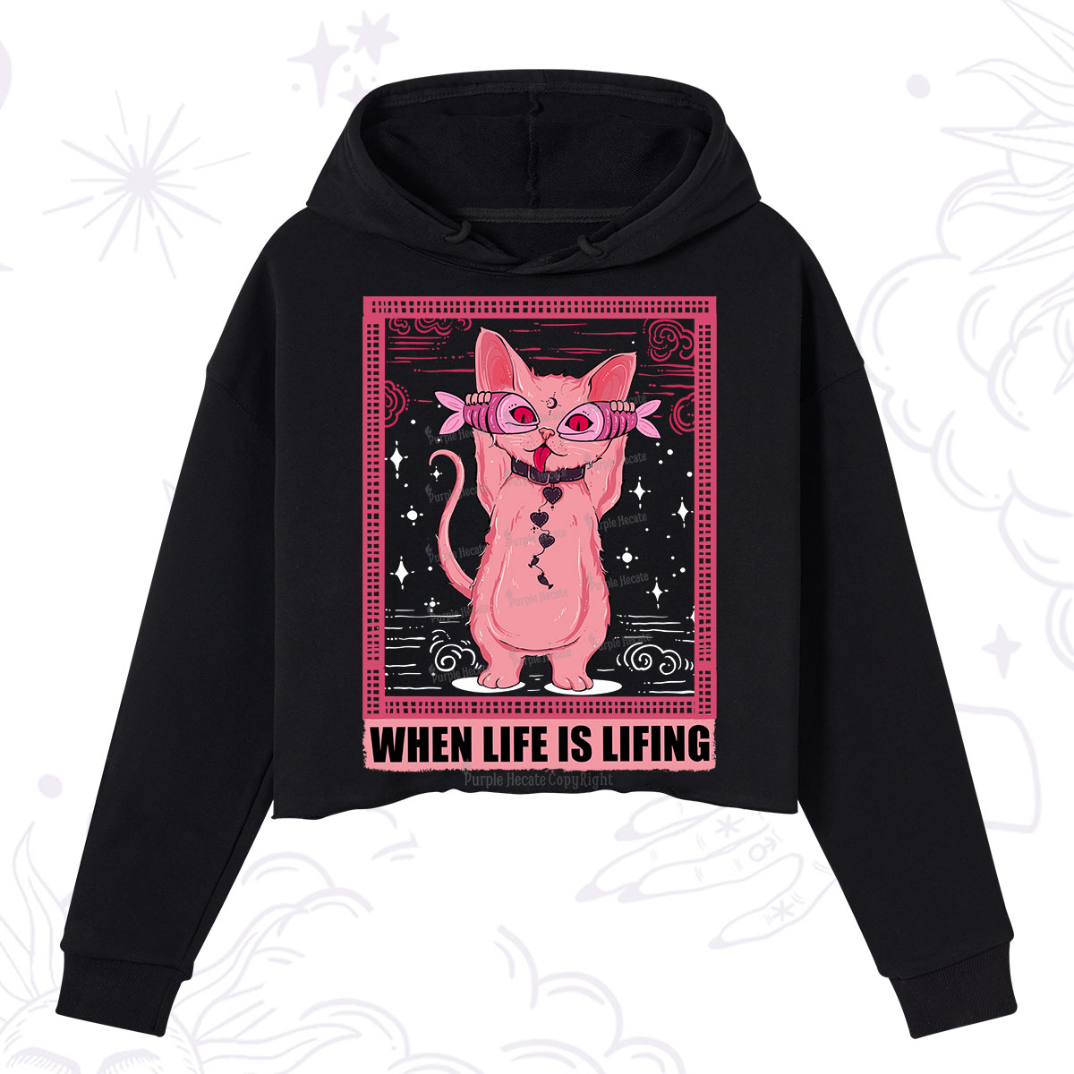 Purplehecate When Life Is Lifting Crop Hoodie