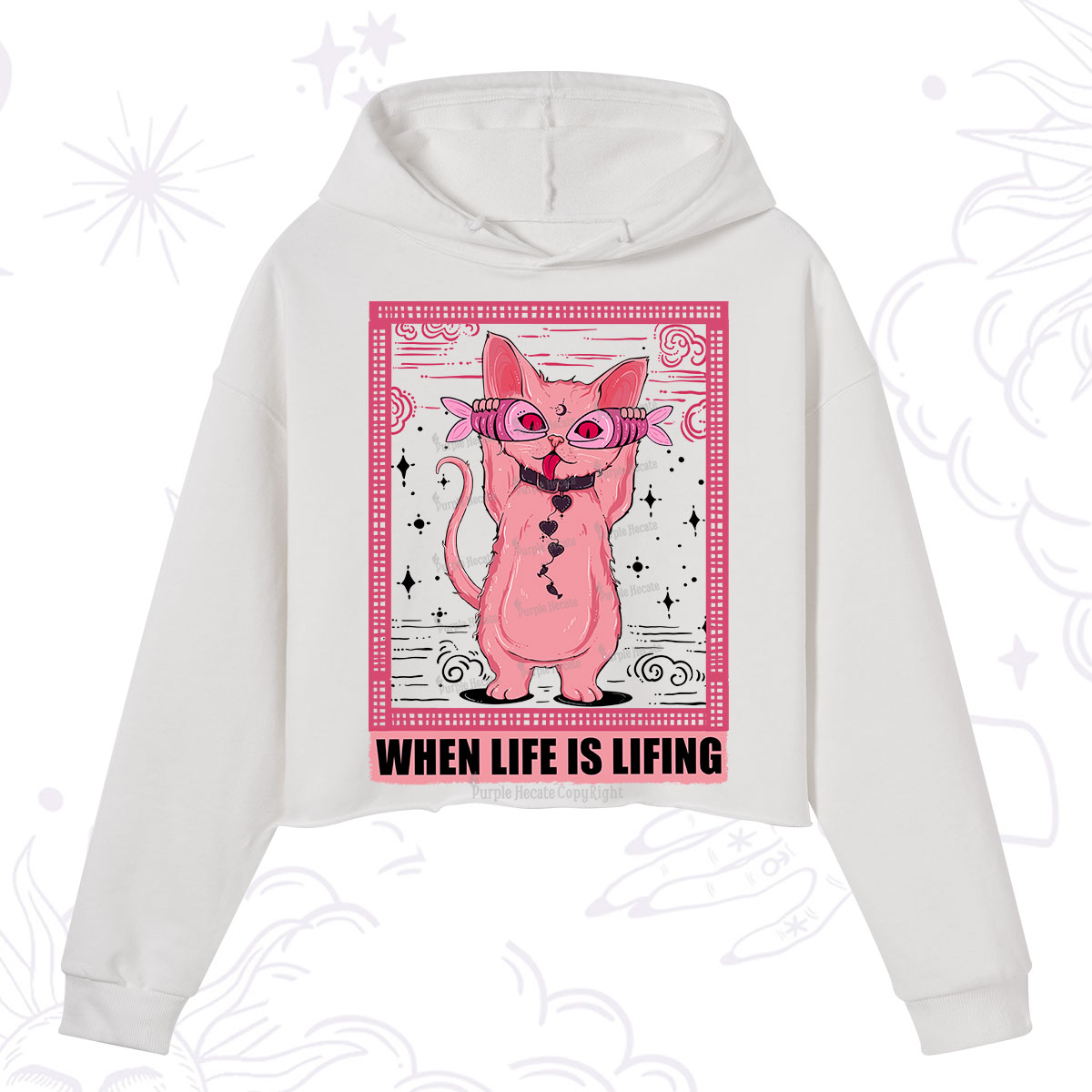 Purplehecate When Life Is Lifting Crop Hoodie