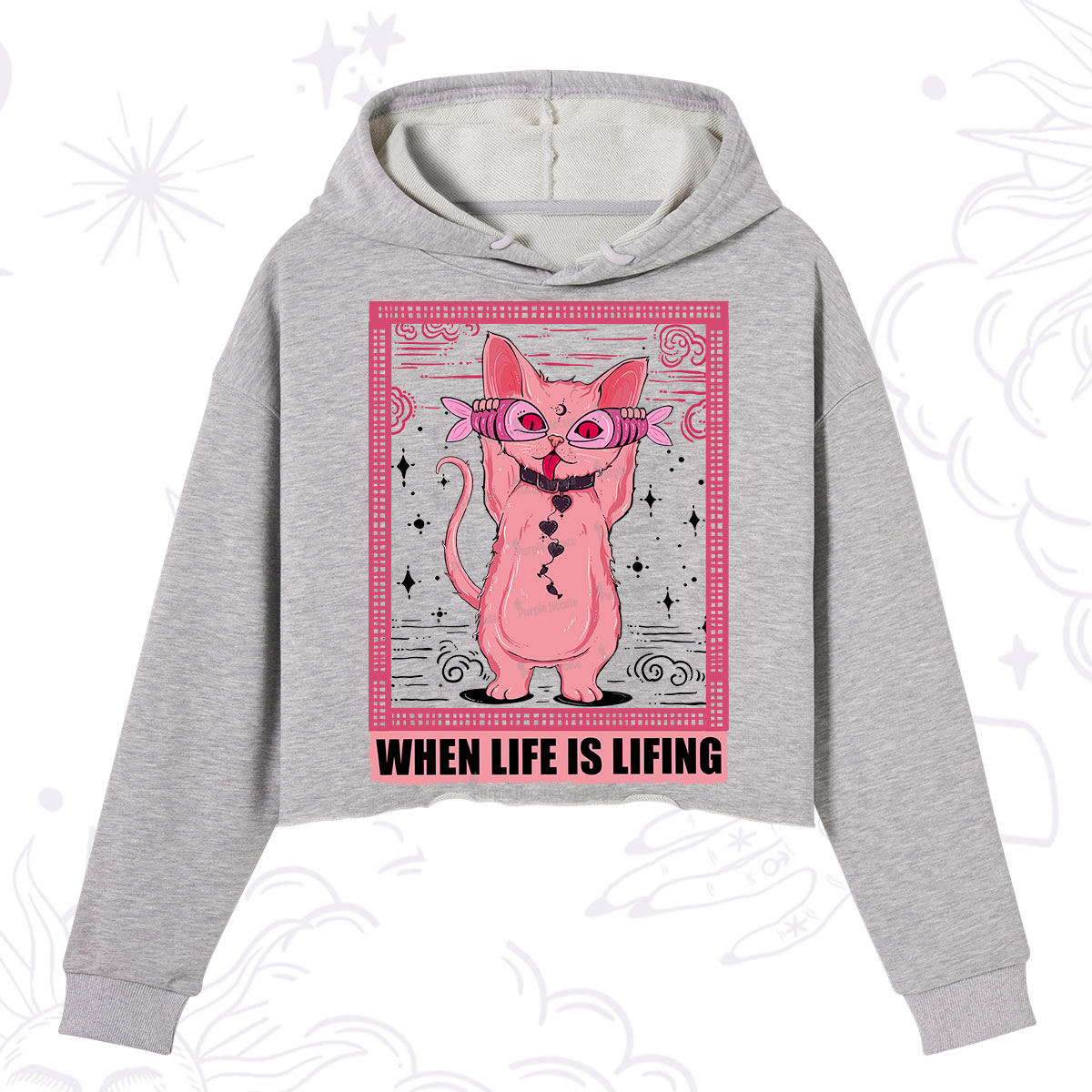 Purplehecate When Life Is Lifting Crop Hoodie