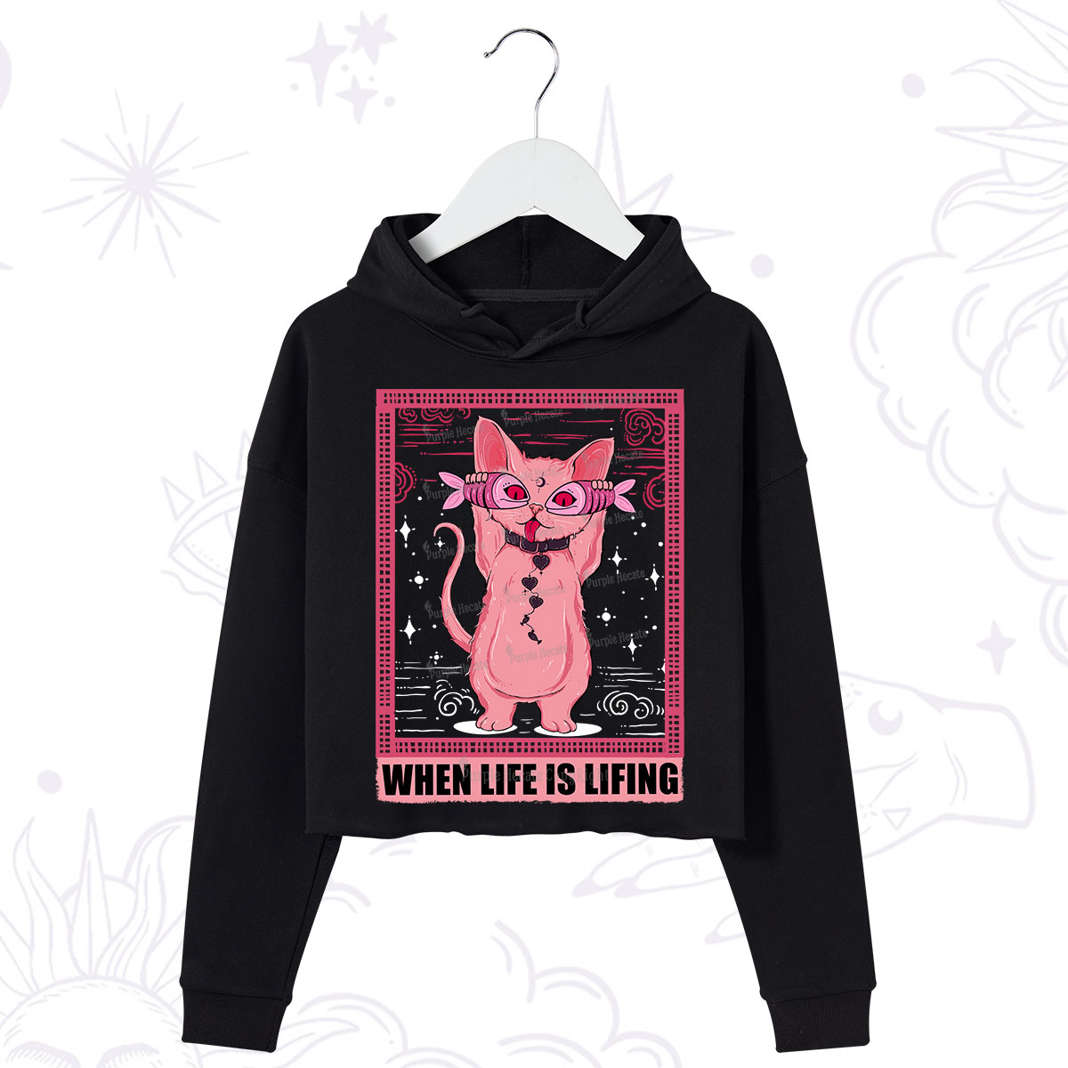 Purplehecate When Life Is Lifting Crop Hoodie