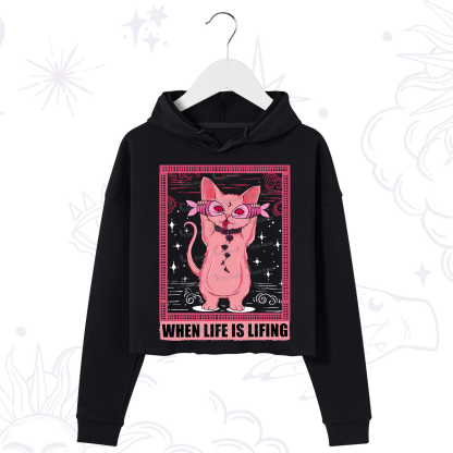 Purplehecate When Life Is Lifting Crop Hoodie