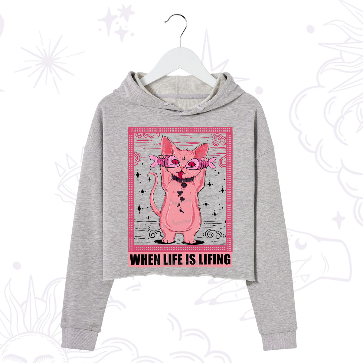 Purplehecate When Life Is Lifting Crop Hoodie