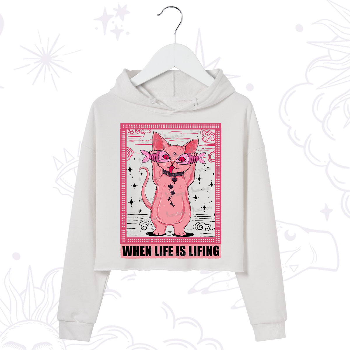 Purplehecate When Life Is Lifting Crop Hoodie
