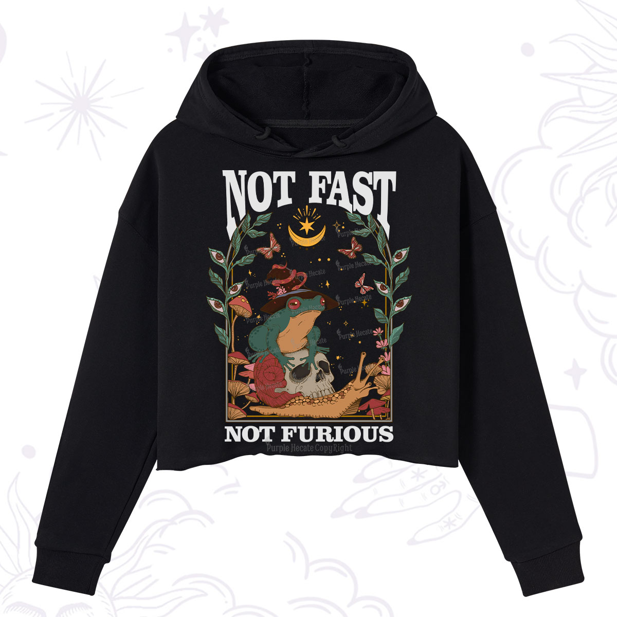 Purplehecate Not Fast Not Furious Crop Hoodie