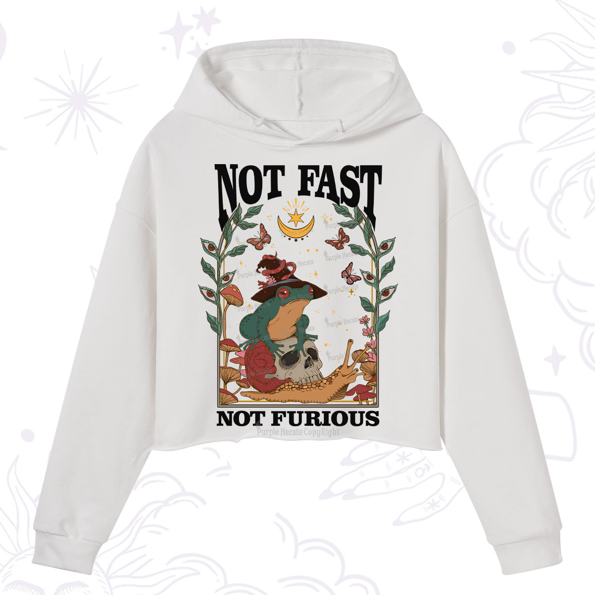 Purplehecate Not Fast Not Furious Crop Hoodie