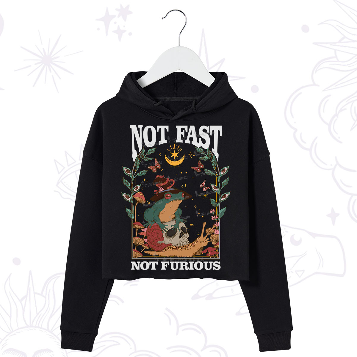 Purplehecate Not Fast Not Furious Crop Hoodie